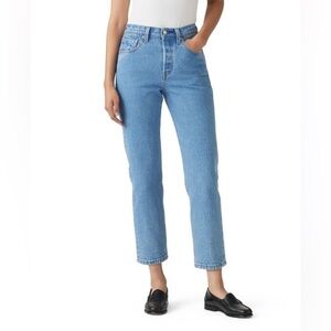 NWT Levi's 501 Cropped Straight Fit Blue Jeans 31x26 high rise easy through hip